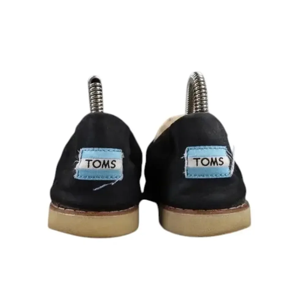 Toms Shoes Womens 7 Casual Flats Slip On Crepe Alpargata Black Comfort Lifestyle